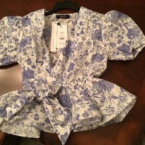 BINKEY FLORAL TIE FRONT BLOUSE - M